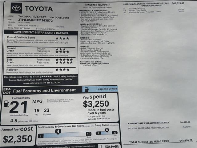 New 2026 Toyota Tacoma TRD Sport AWD/4WD image 24