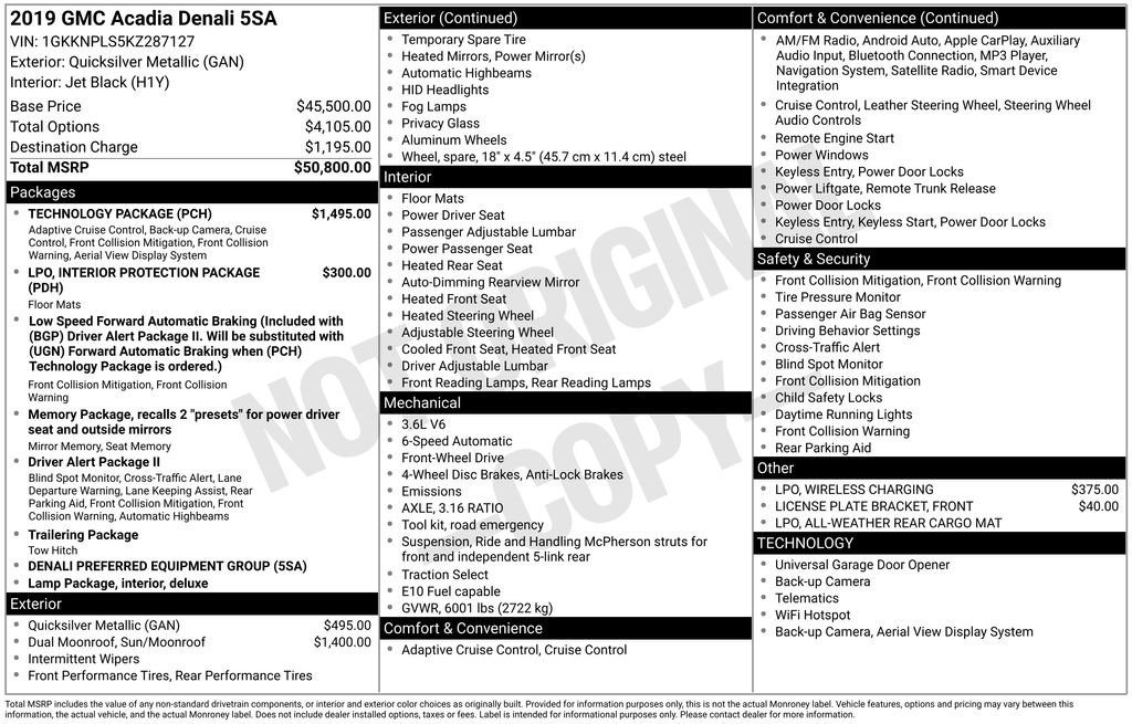 Used 2019 GMC Acadia Denali w/ Technology Package image 4