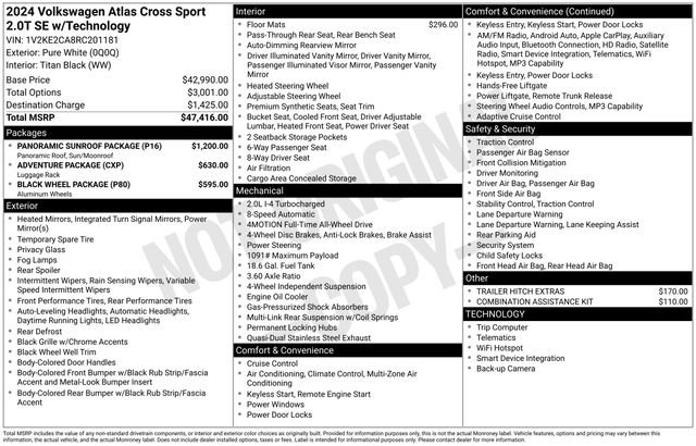 Used 2024 Volkswagen Atlas Cross Sport SE w/ Panoramic Sunroof Package image 9