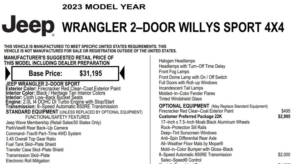 Used 2023 Jeep Wrangler Sport AWD/4WD image 16