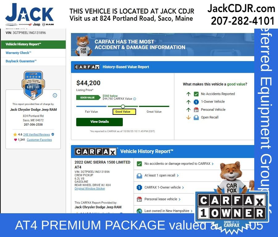 Used 2022 GMC Sierra 1500 AT4 w/ AT4 Premium Package