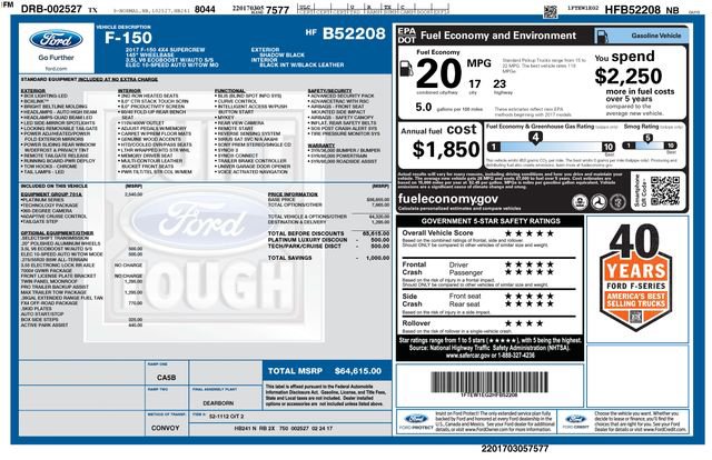 Used 2017 Ford F150 Platinum w/ Equipment Group 701A Luxury image 38