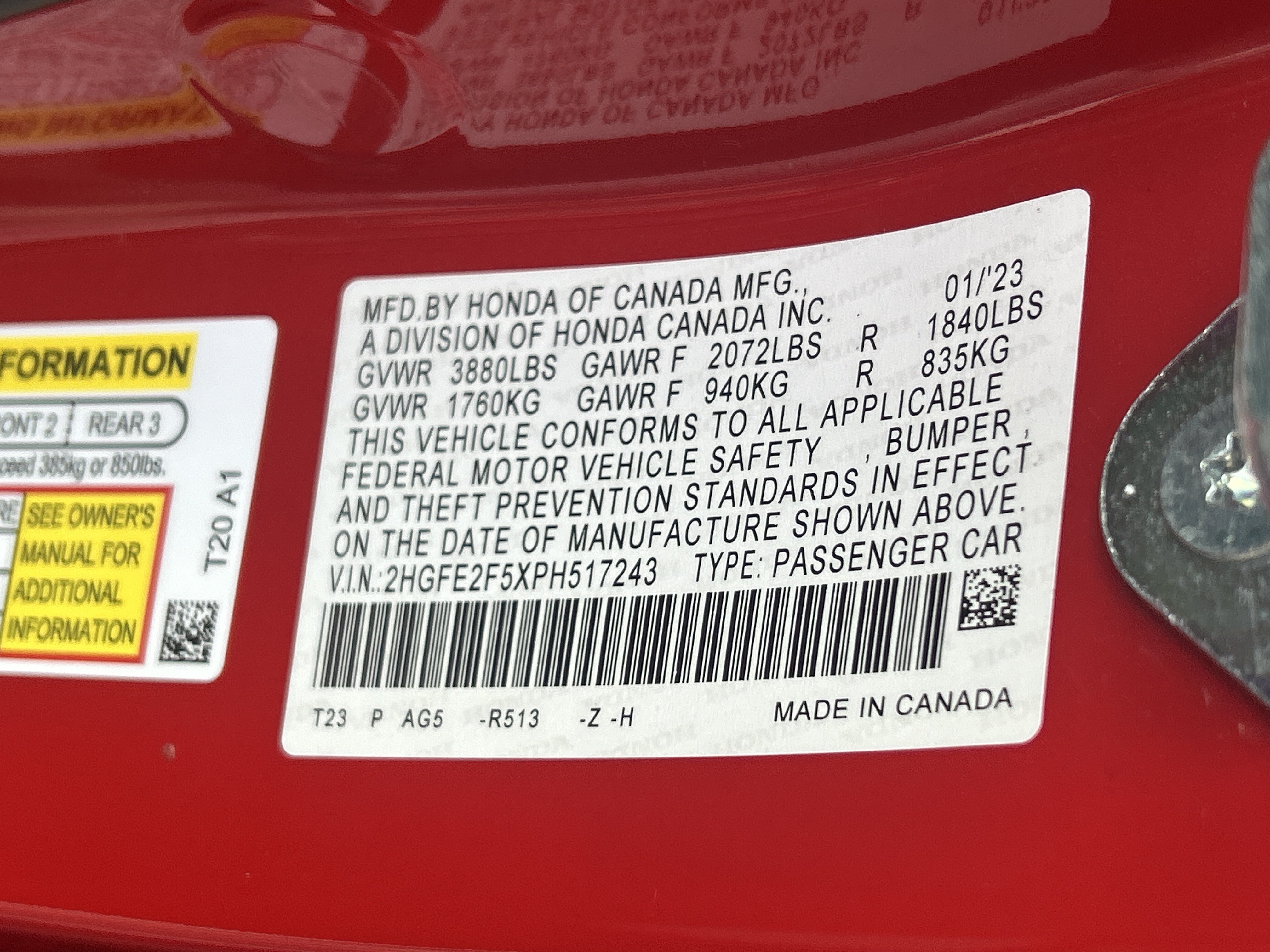 Certified 2023 Honda Civic Sport image 36