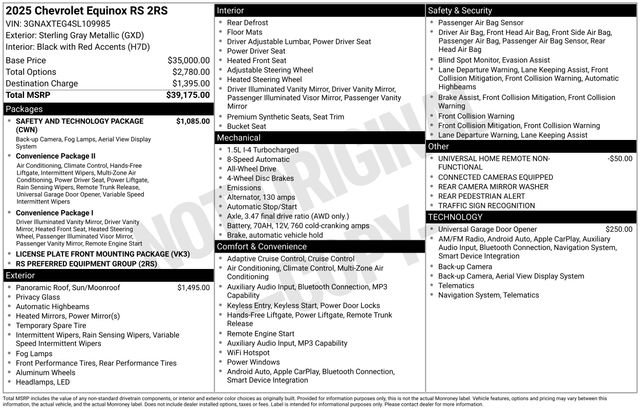 Used 2025 Chevrolet Equinox RS w/ Safety and Technology Package AWD/4WD image 38