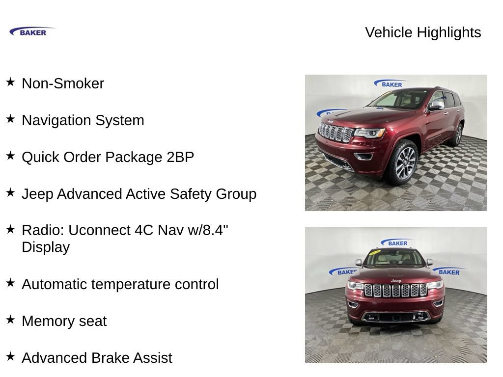 Used 2018 Jeep Grand Cherokee Overland AWD/4WD image 4