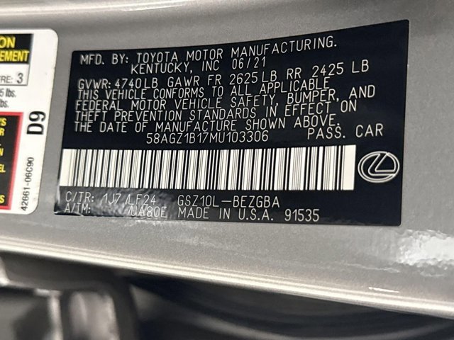 Certified 2021 Lexus ES 350 F Sport w/ Accessory Package 2 FWD image 29