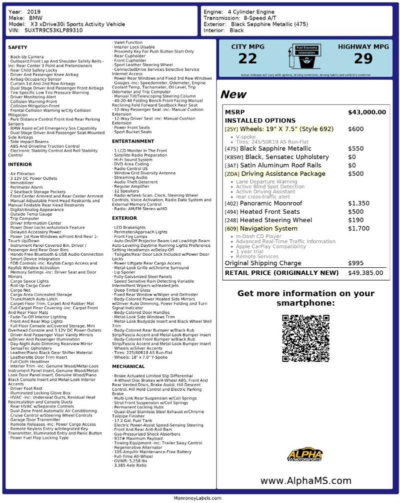 Used 2019 BMW X3 xDrive30i w/ Driving Assistance Package image 3