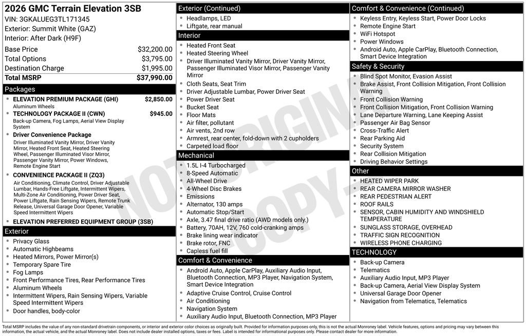 New 2026 GMC Terrain Elevation w/ Elevation Premium Package image 9