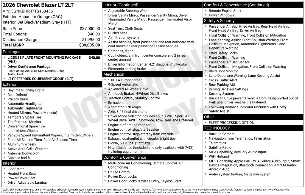 Certified 2026 Chevrolet Blazer LT AWD/4WD image 36