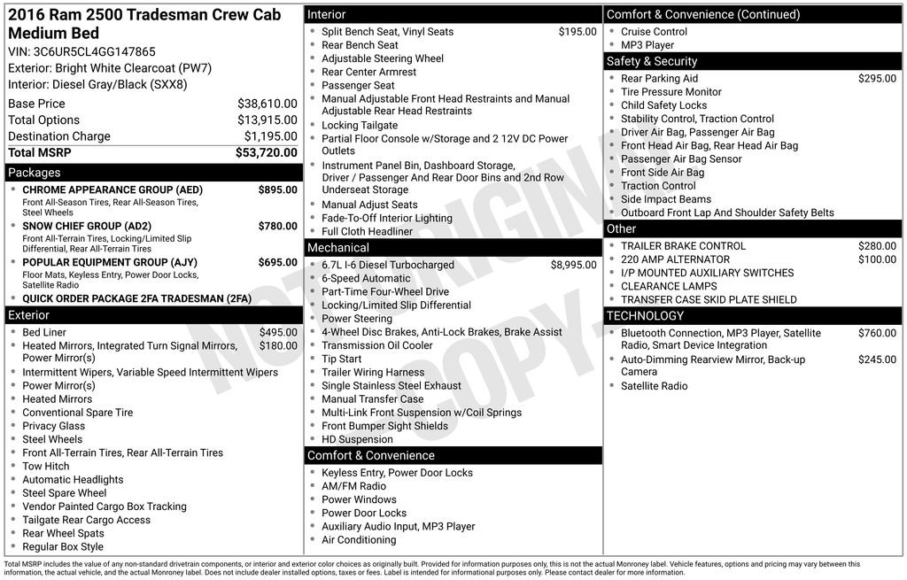 Used 2016 RAM 2500 Tradesman w/ Chrome Appearance Group image 15