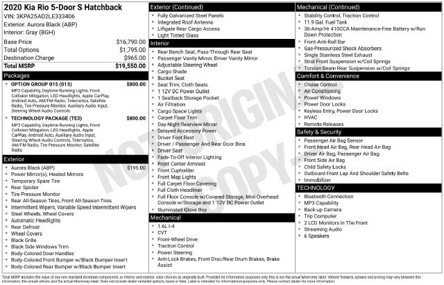 Used 2020 Kia Rio S w/ Technology Package FWD image 21