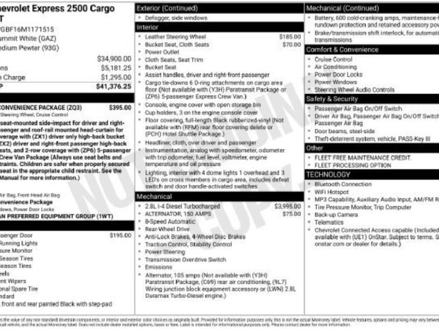 Used 2021 Chevrolet Express 2500 Extended w/ Driver Convenience Package RWD image 38