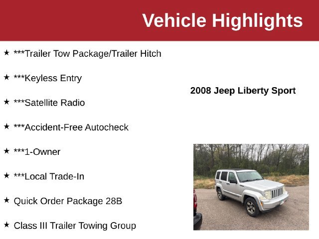 Used 2008 Jeep Liberty Sport w/ Popular Equipment Group AWD/4WD image 10
