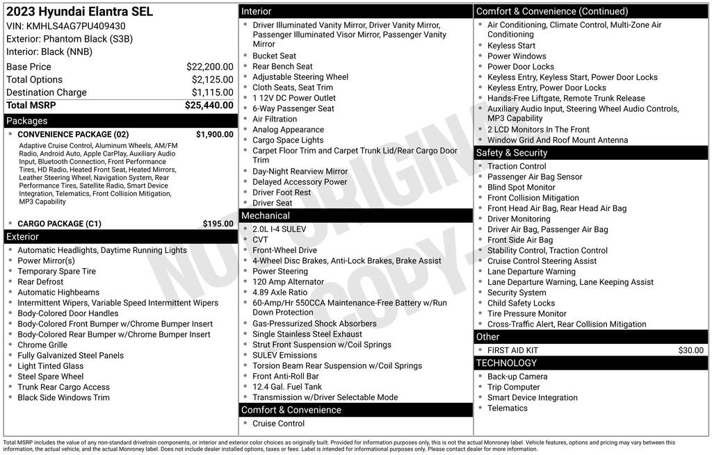 Used 2023 Hyundai Elantra SEL w/ Convenience Package FWD image 6