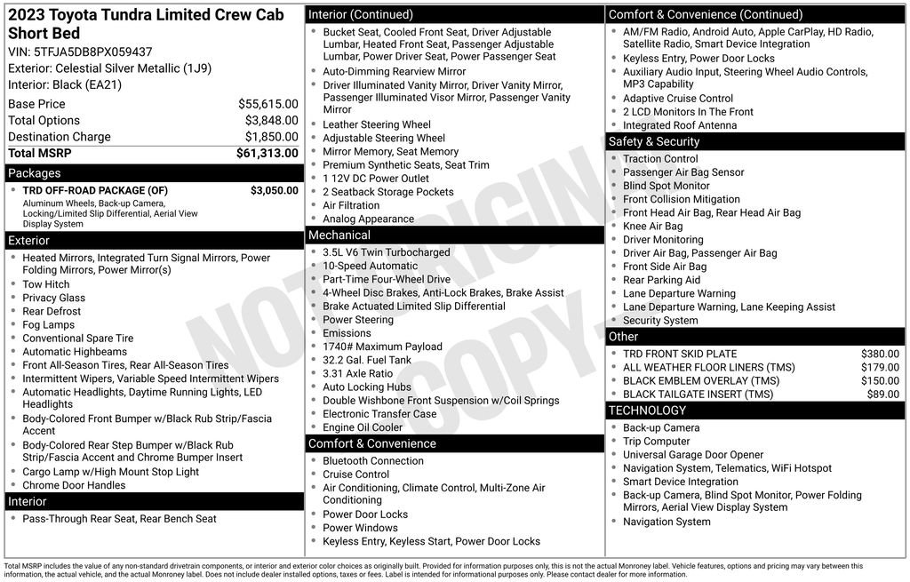 Used 2023 Toyota Tundra Limited w/ TRD Off-Road Package AWD/4WD image 13