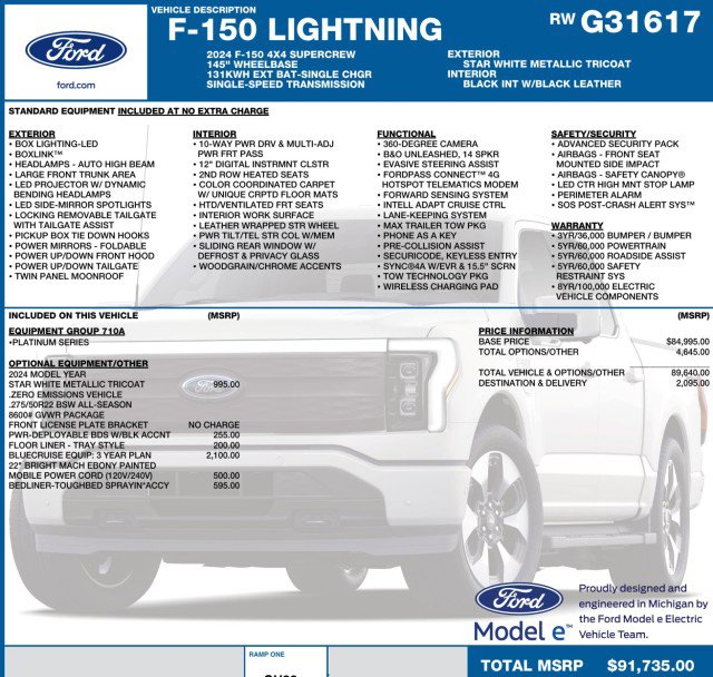 Used 2024 Ford F150 Lightning Platinum AWD/4WD image 2