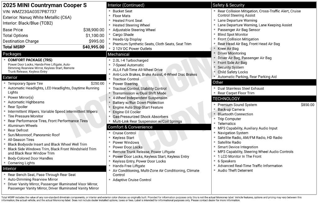 Certified 2025 MINI Cooper Countryman S AWD/4WD image 37