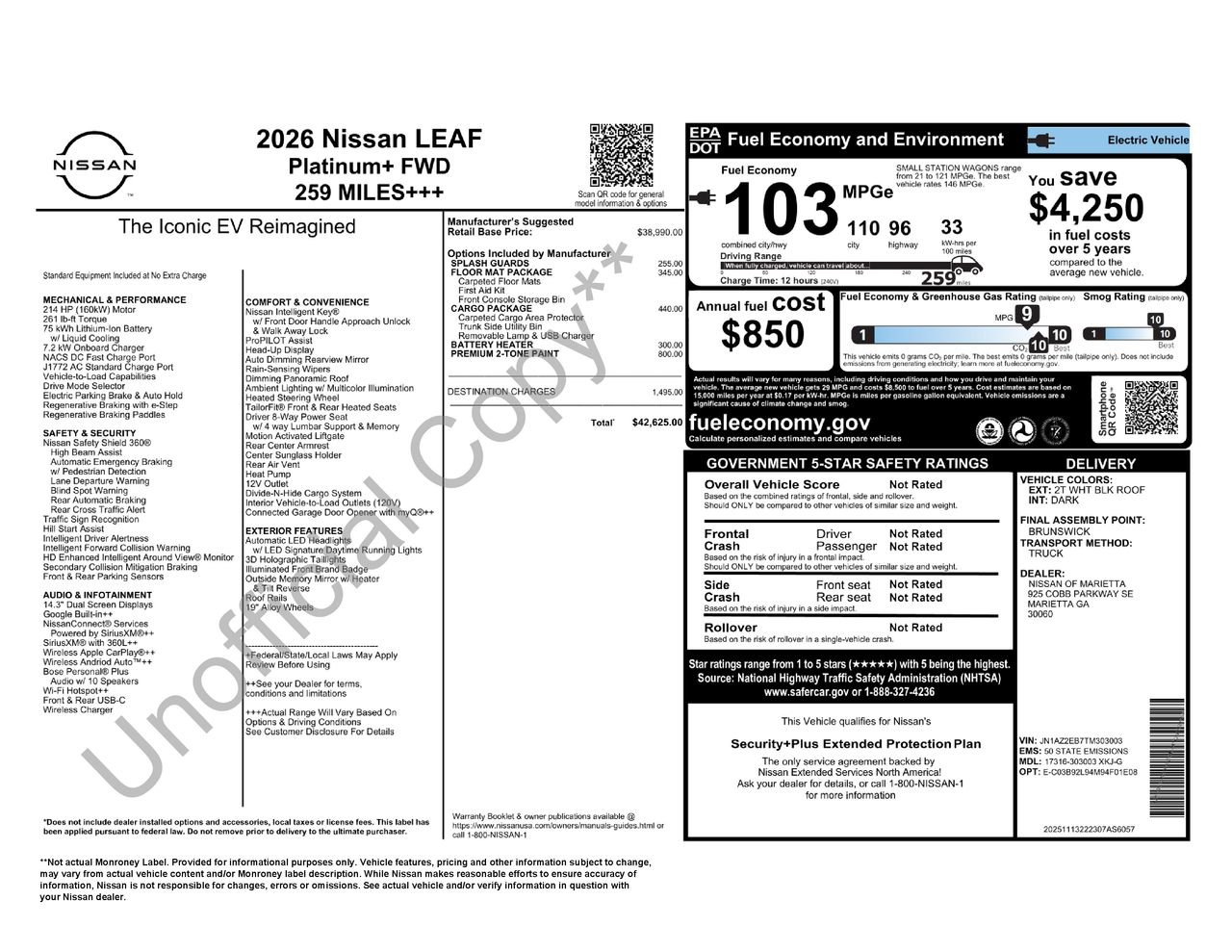 New 2026 Nissan Leaf Platinum+ w/ Cargo Package (Platinum+) FWD image 25