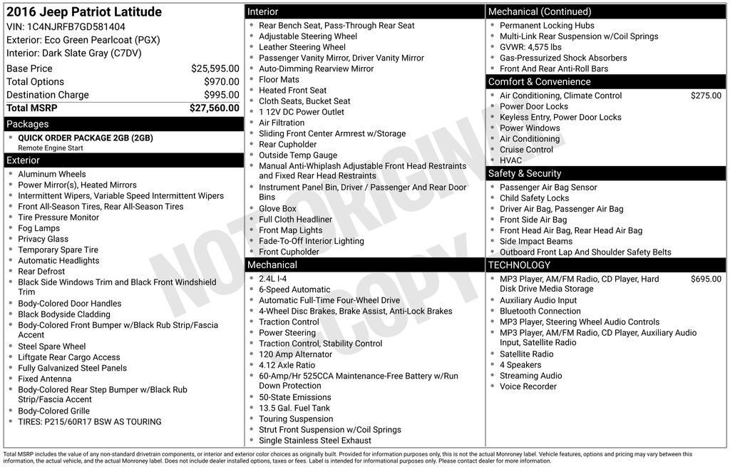 Used 2016 Jeep Patriot Latitude AWD/4WD image 42