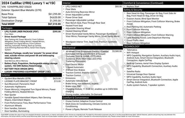 Certified 2024 Cadillac Lyriq Luxury w/ LPO, Floor Liner Package AWD/4WD image 27