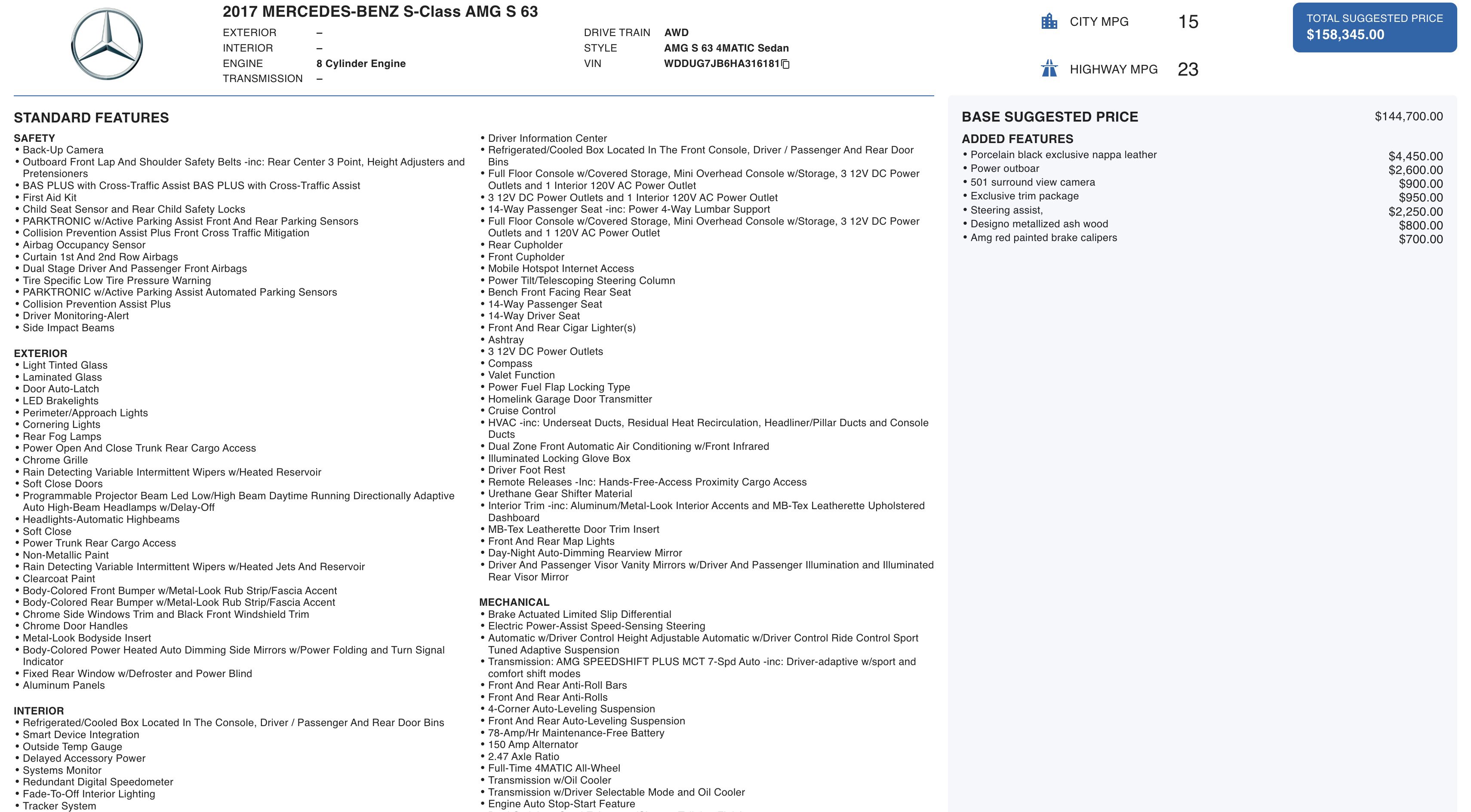 Used 2017 Mercedes-Benz S 63 AMG 4MATIC Sedan image 1