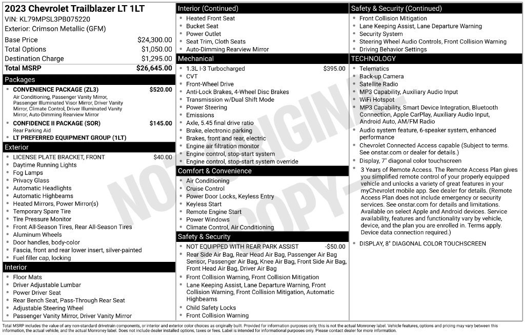Used 2023 Chevrolet TrailBlazer LT w/ Convenience Package FWD image 11