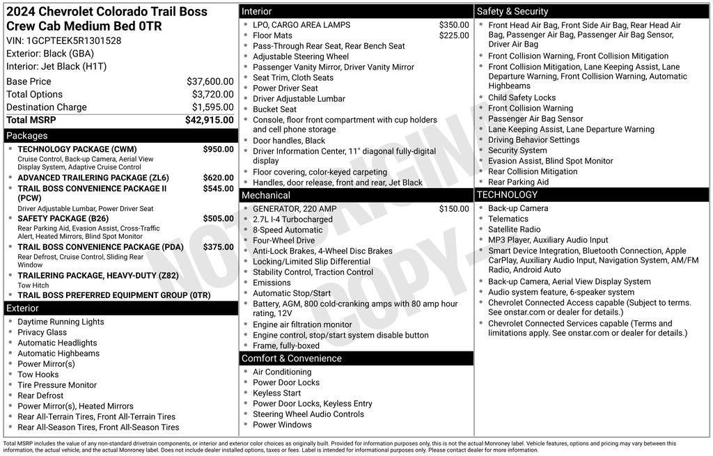 Used 2024 Chevrolet Colorado Trail Boss w/ Technology Package AWD/4WD image 10