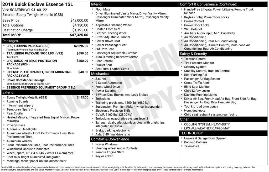 Used 2019 Buick Enclave Essence w/ LPO, Touring Package FWD image 38