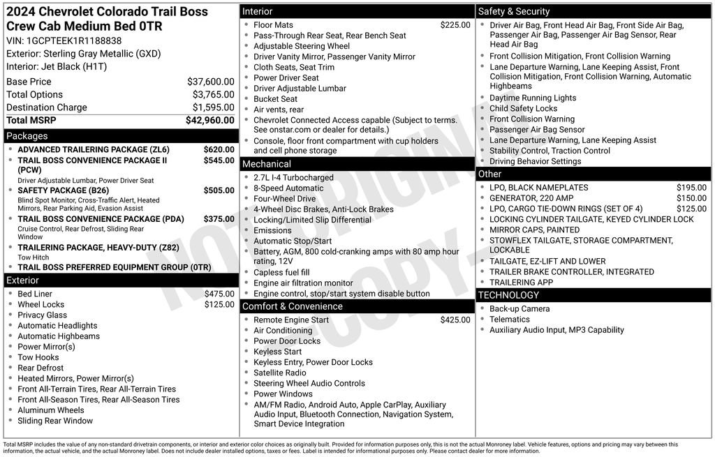 Used 2024 Chevrolet Colorado Trail Boss w/ Advanced Trailering Package AWD/4WD image 3