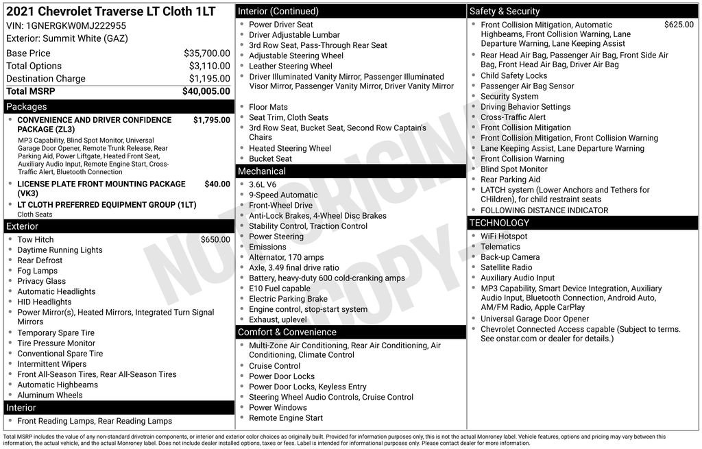 Used 2021 Chevrolet Traverse LT FWD image 3