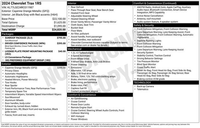 Certified 2024 Chevrolet Trax RS w/ Sunroof Package FWD image 4