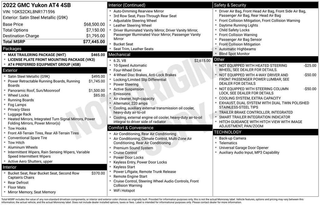 Used 2022 GMC Yukon AT4 w/ Max Trailering Package image 36