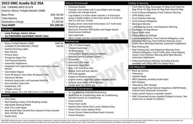 Used 2023 GMC Acadia SLE AWD/4WD image 49