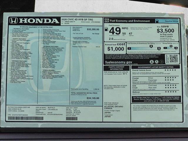 New 2026 Honda Civic Sport Touring image 18