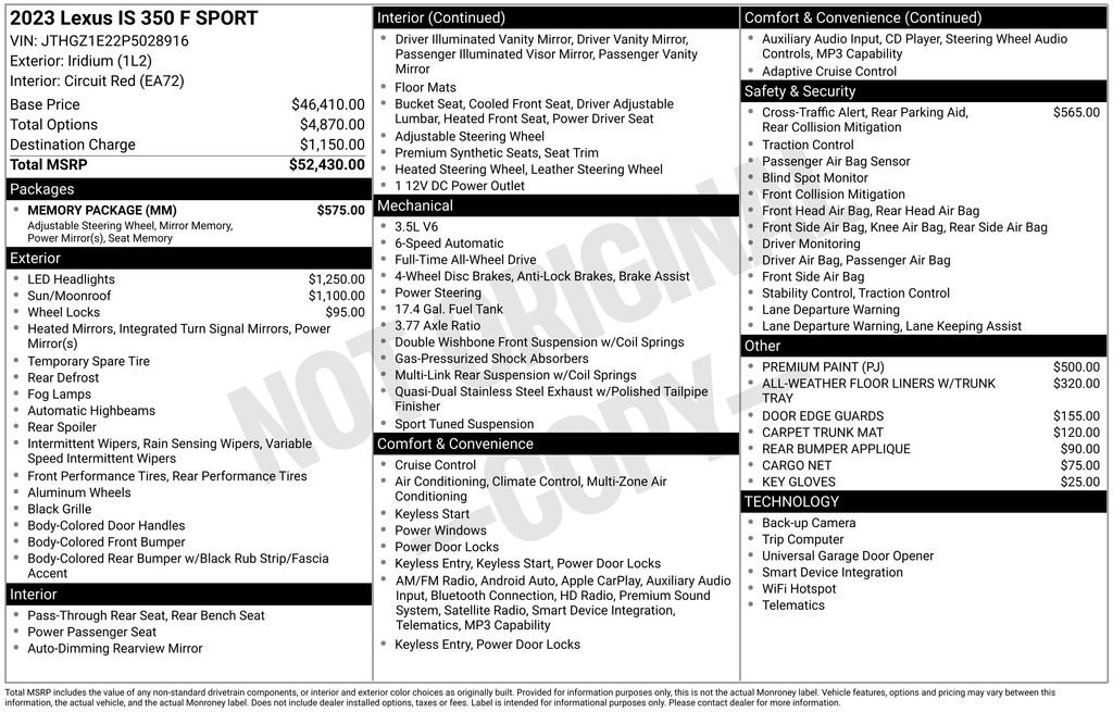 Used 2023 Lexus IS 350 F Sport w/ Memory Package image 36