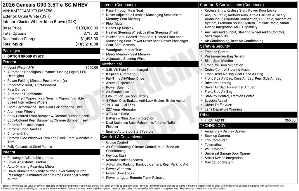 New 2026 Genesis G90 3.5T image 4