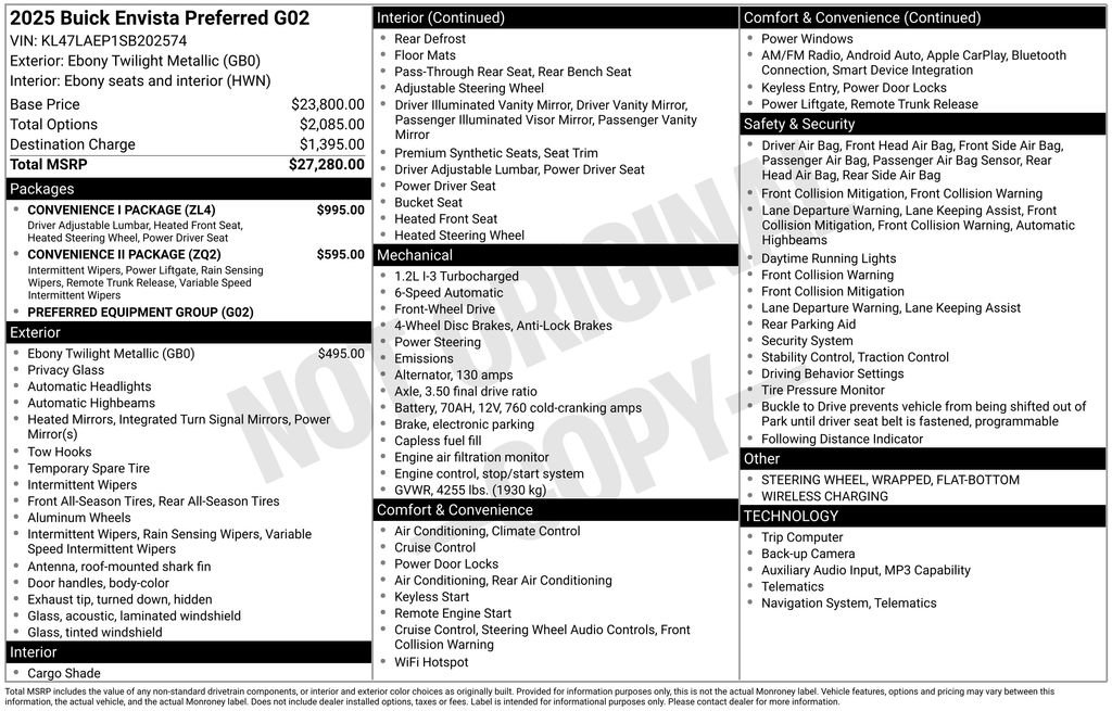 New 2025 Buick Envista Preferred w/ Convenience I Package image 5