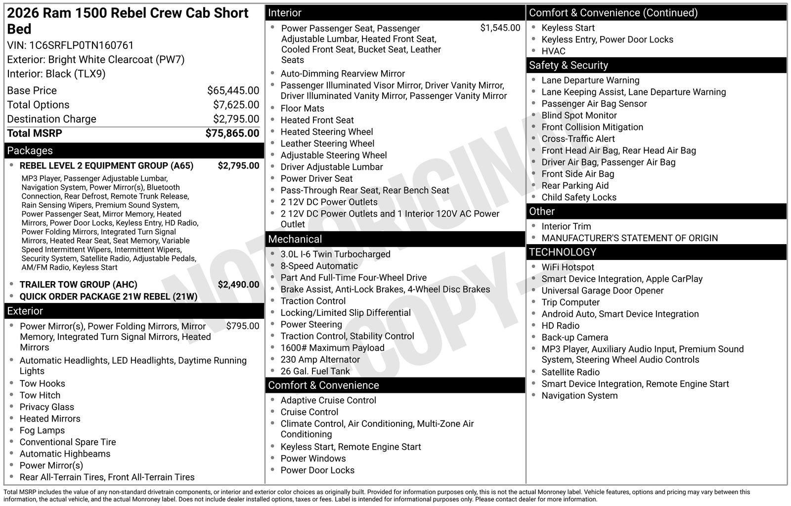 New 2026 RAM 1500 Rebel w/ Rebel Level 2 Equipment Group AWD/4WD image 30