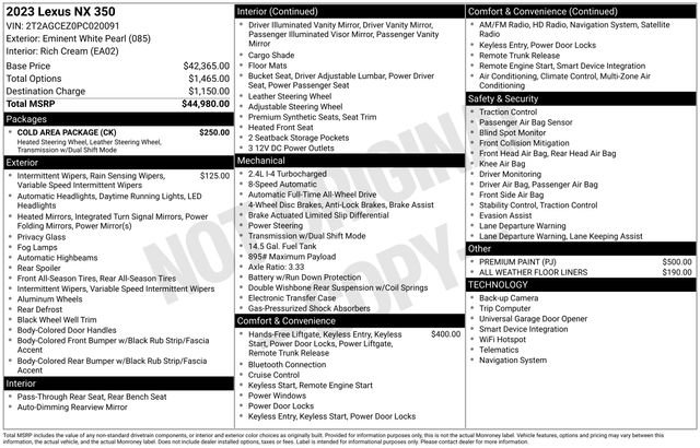 Certified 2023 Lexus NX 350 AWD w/ Cold Area Package image 41