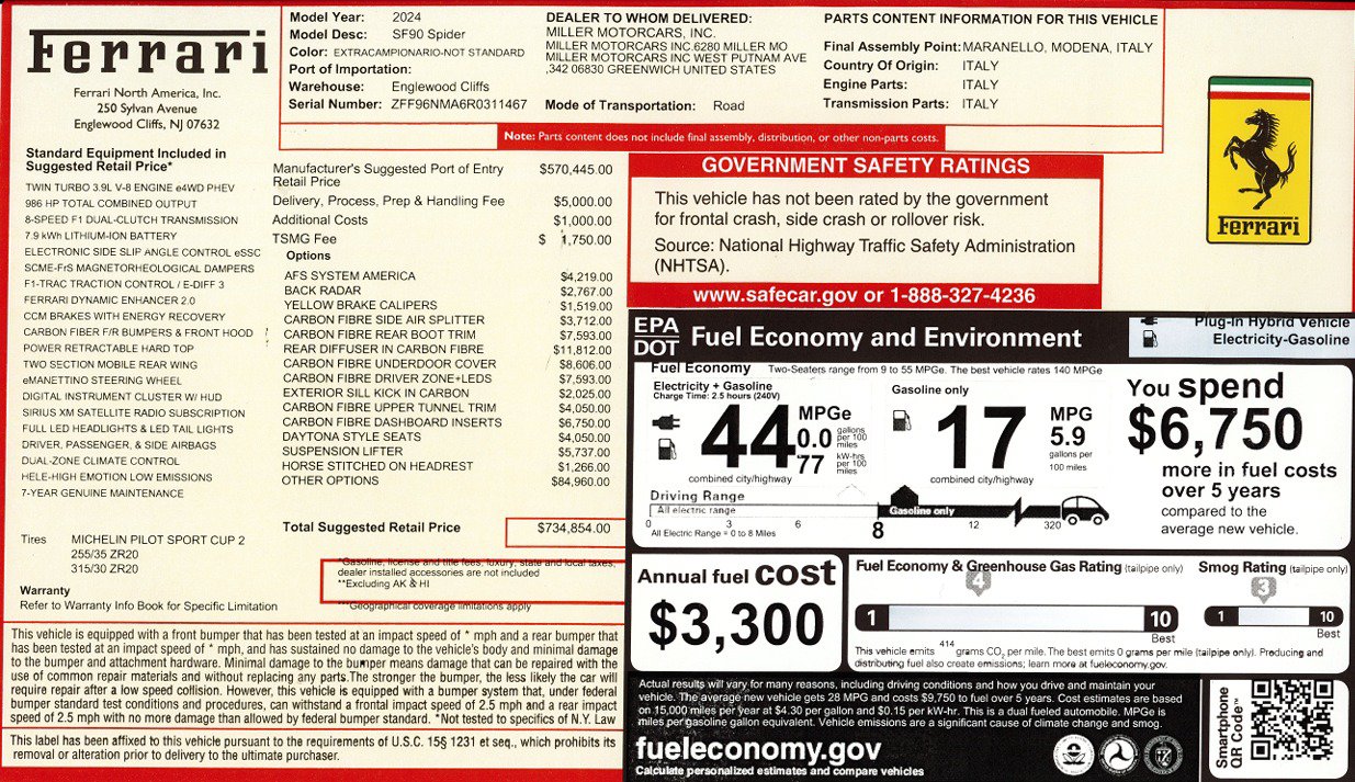 Certified 2024 Ferrari SF90 Spider AWD/4WD image 2