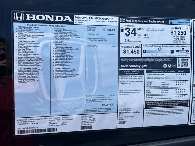 New 2026 Honda Civic Sport image 16