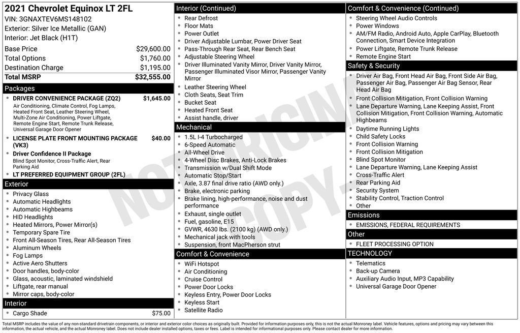 Used 2021 Chevrolet Equinox LT w/ Driver Convenience Package image 6