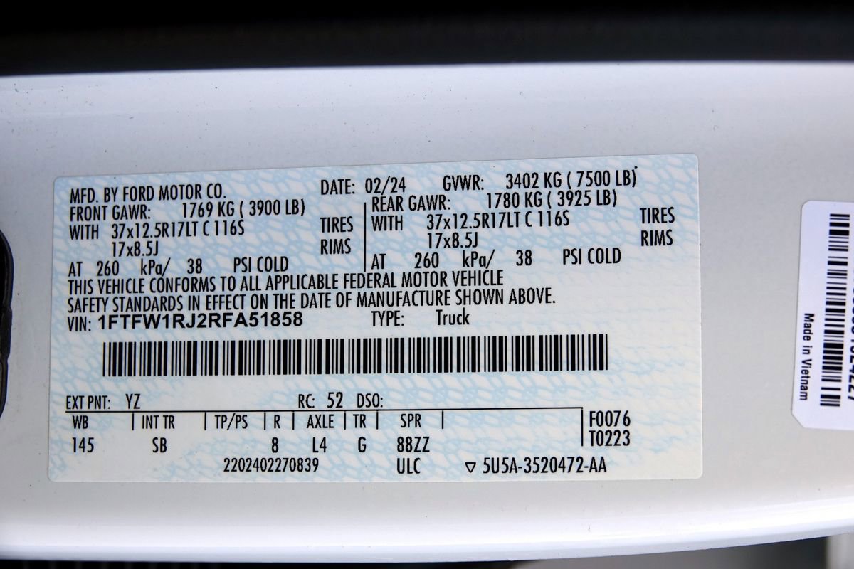 Used 2024 Ford F150 Raptor w/ Equipment Group 803A Raptor R AWD/4WD image 57