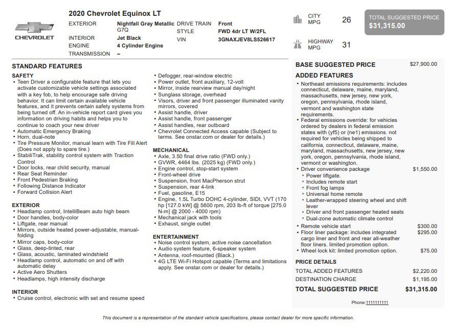 Certified 2020 Chevrolet Equinox LT w/ Driver Convenience Package FWD image 33