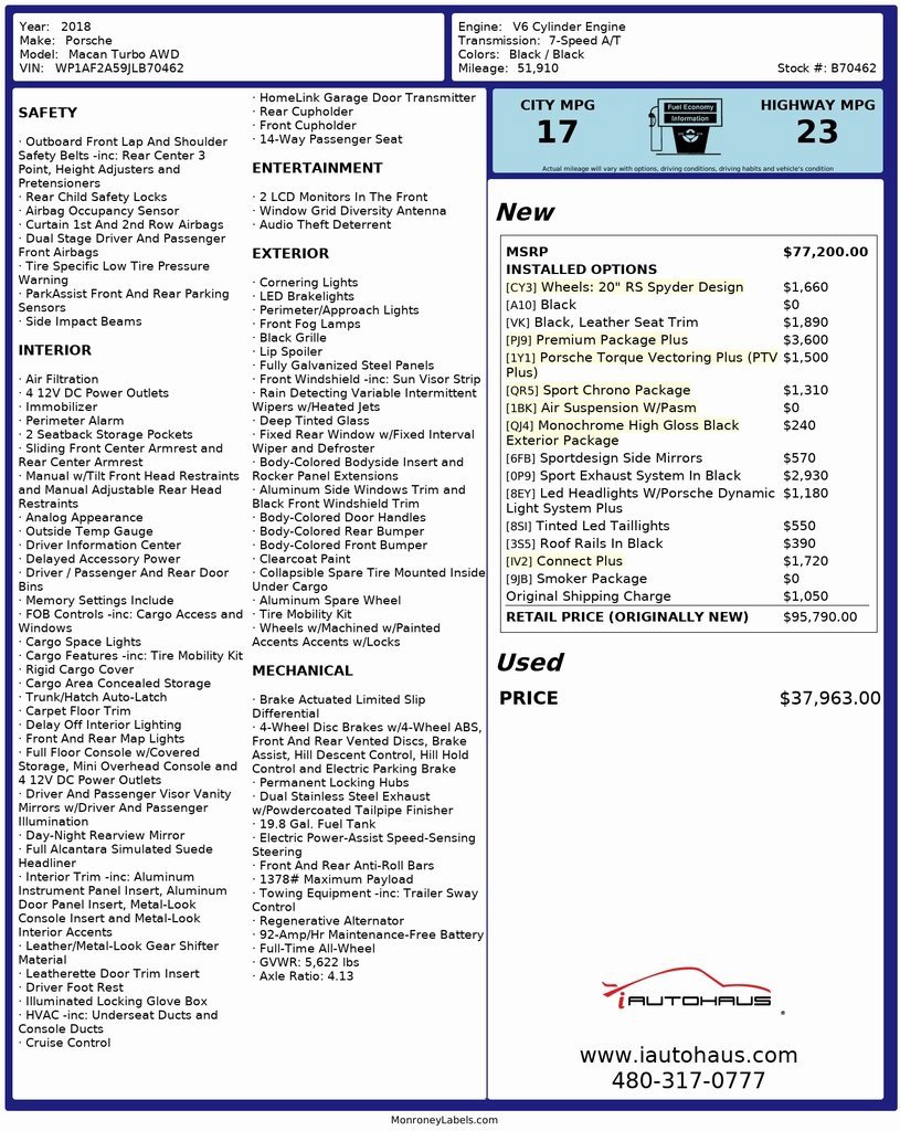 Used 2018 Porsche Macan Turbo w/ Premium Package Plus image 2