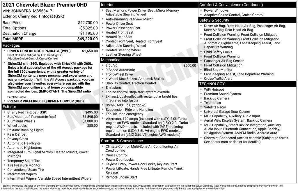 Used 2021 Chevrolet Blazer Premier w/ Driver Confidence II Package FWD image 4