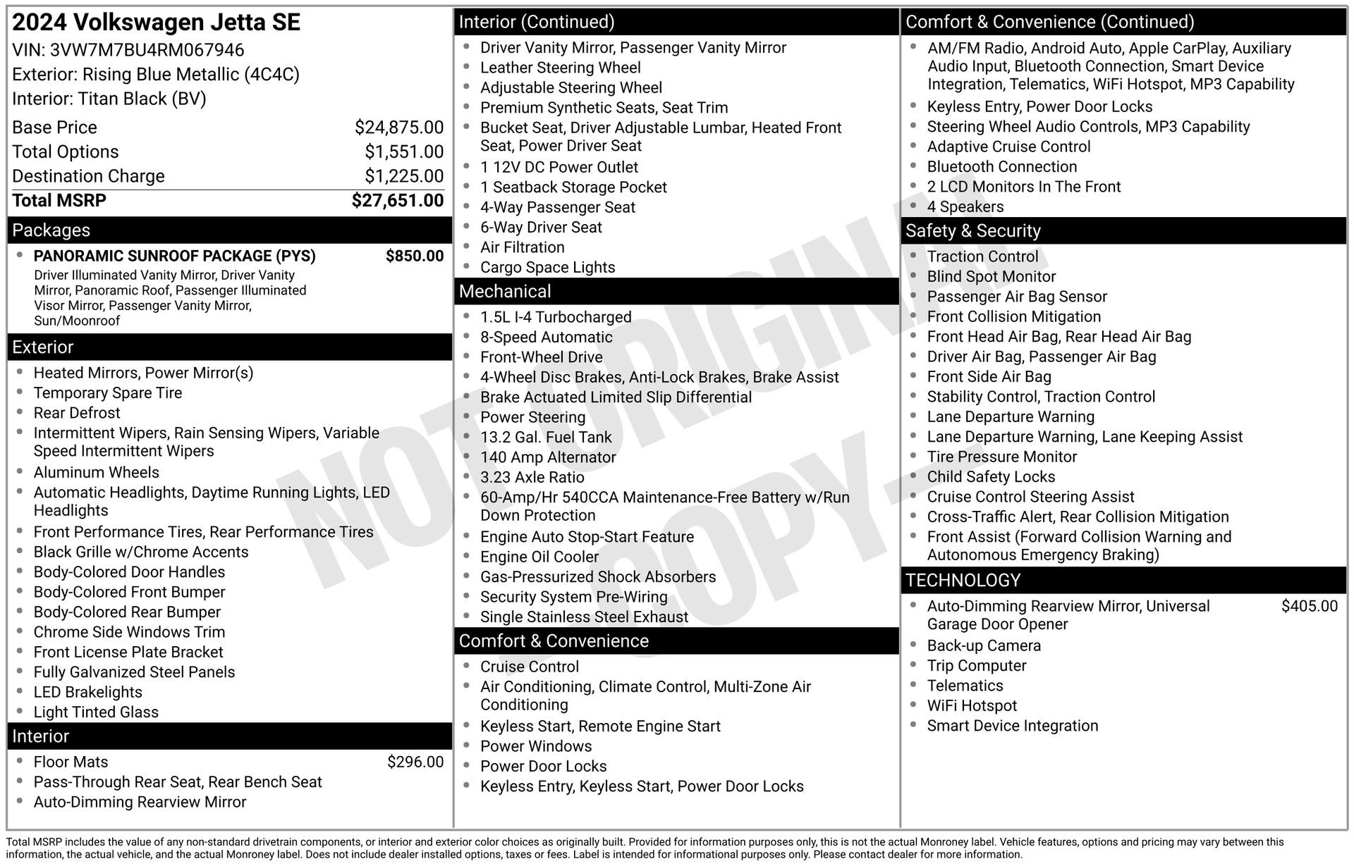 Used 2024 Volkswagen Jetta SE w/ Panoramic Sunroof Package image 3