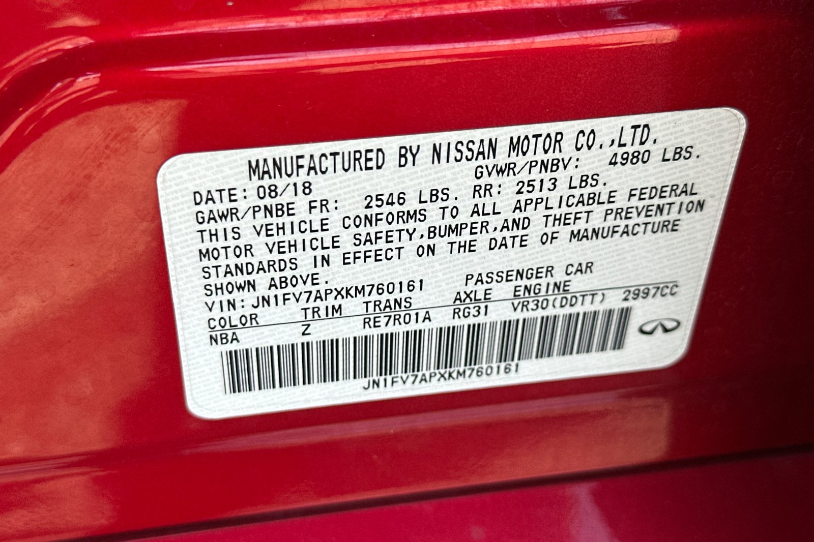 Used 2019 INFINITI Q50 Red Sport 400 w/ Sensory Package RWD image 27
