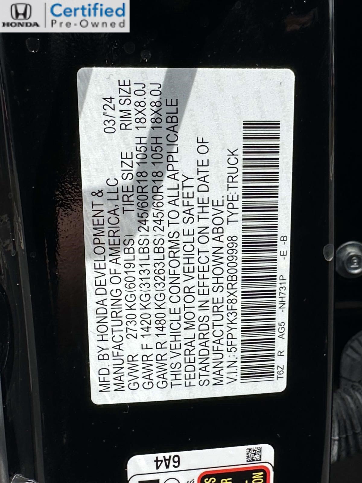 Certified 2024 Honda Ridgeline Black Edition image 29