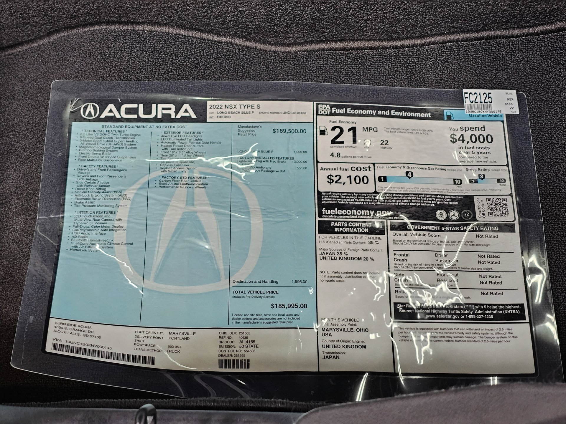 Used 2022 Acura NSX Type S image 45